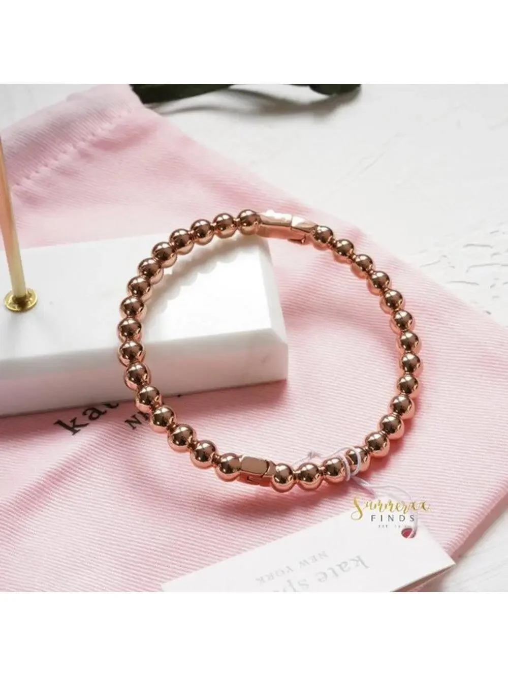 Kate Spade Golden Girl Ball Hinged Bangle Rose Gold - Picture 7 of 13